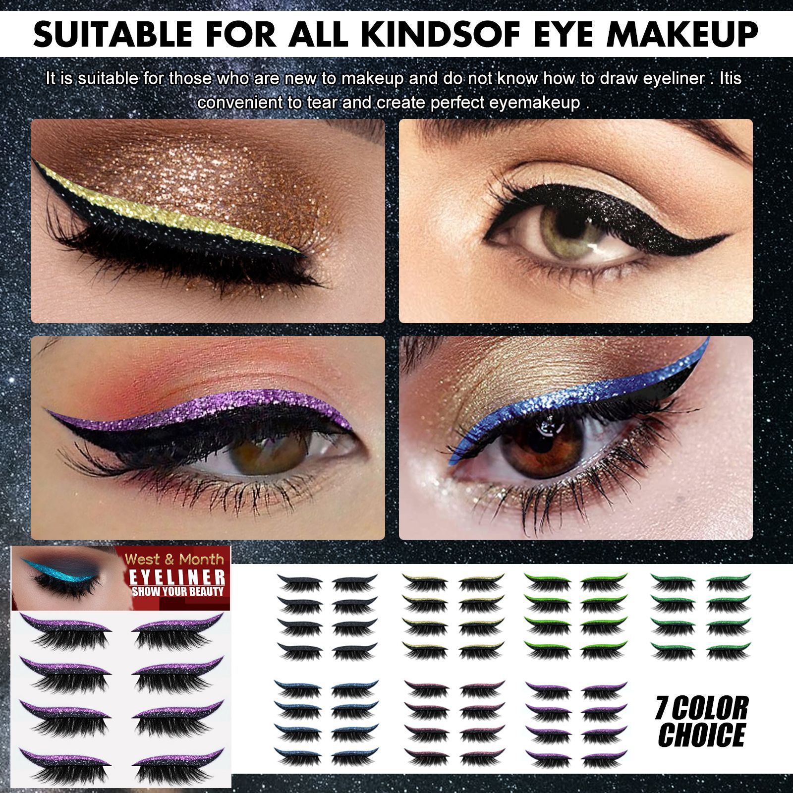 Mivlash อุปกรณ์แต่งตา - ปากกาเขียนคิ้ว/อายไลเนอร์ (Eyelash And Eyeliner Stickers)