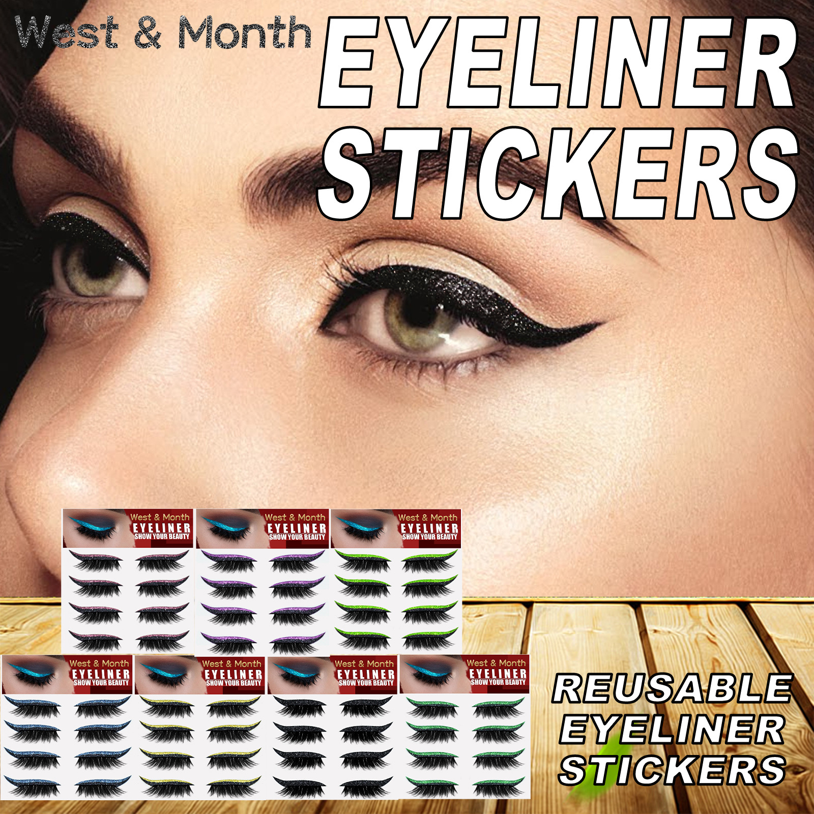 Mivlash อุปกรณ์แต่งตา - ปากกาเขียนคิ้ว/อายไลเนอร์ (Eyelash And Eyeliner Stickers) - Image 2