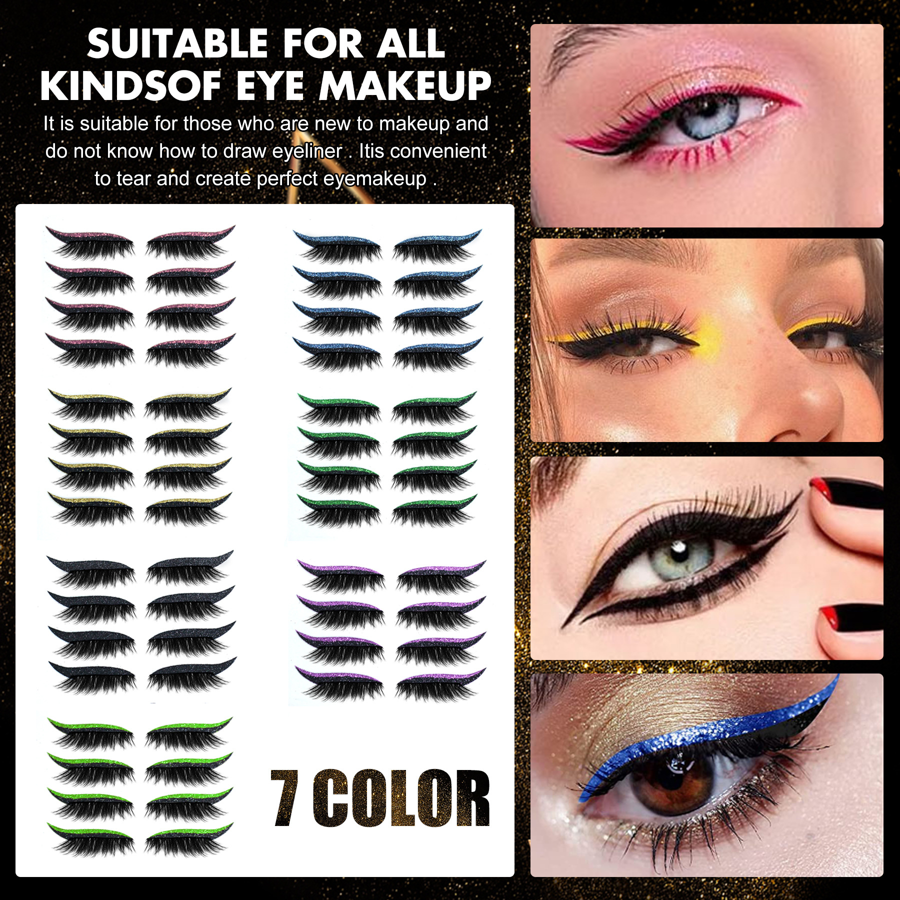 Mivlash อุปกรณ์แต่งตา - ปากกาเขียนคิ้ว/อายไลเนอร์ (Eyelash And Eyeliner Stickers) - Image 4