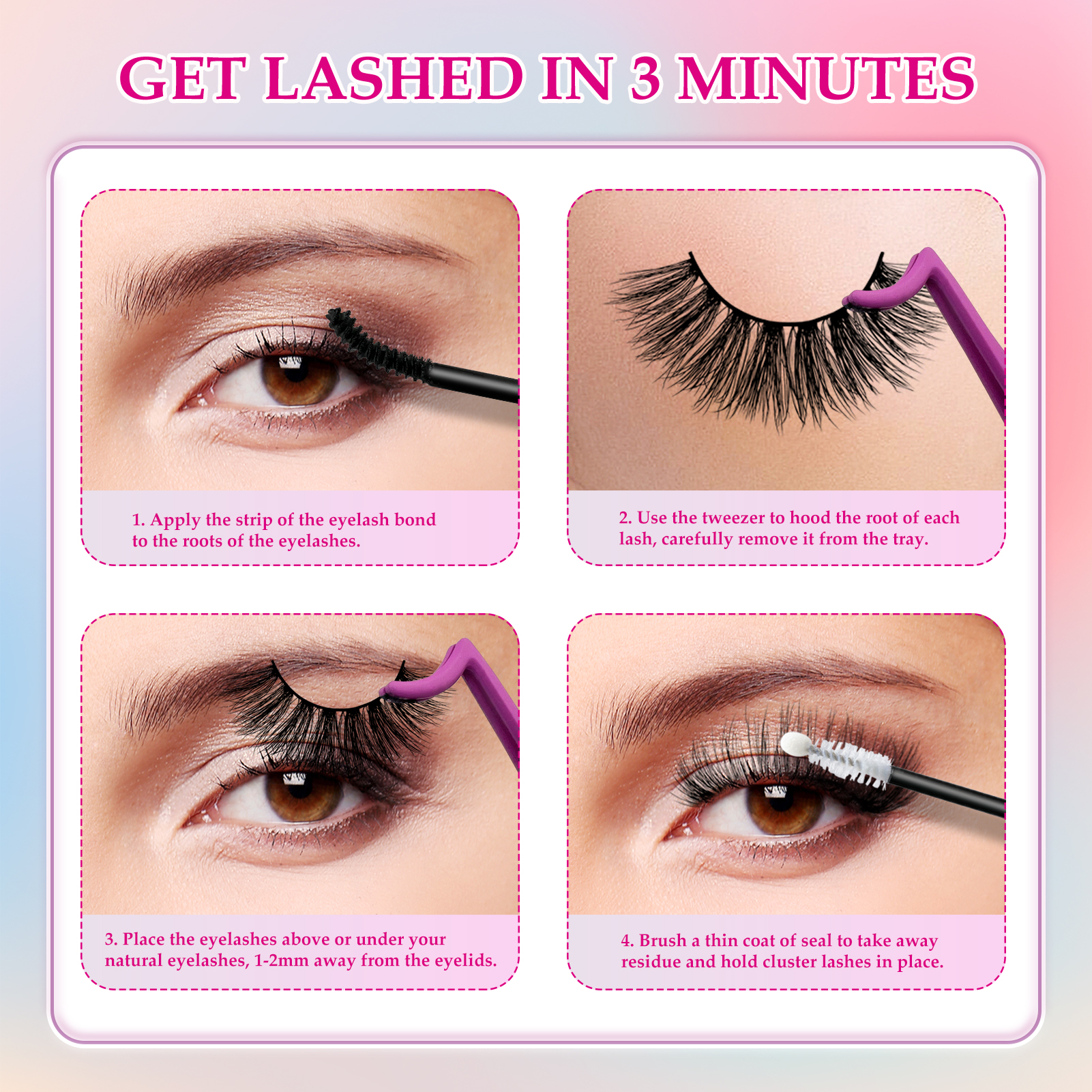 Mivlash ขนตาปลอม - ลุคกลางคืน (Glam) (3D Premium Faux Mink False Eyelashes MK-01) - Image 3