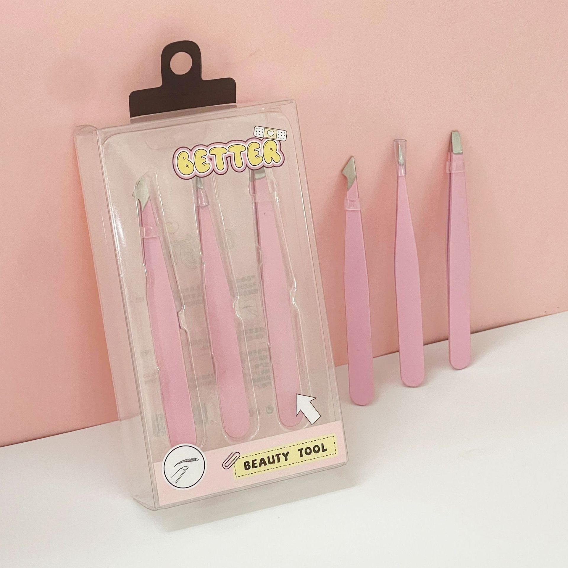 Mivlash อุปกรณ์ติดขนตา - แหนบคีบขนตา (Eyebrow clip tweezers-flat clip + oblique...)