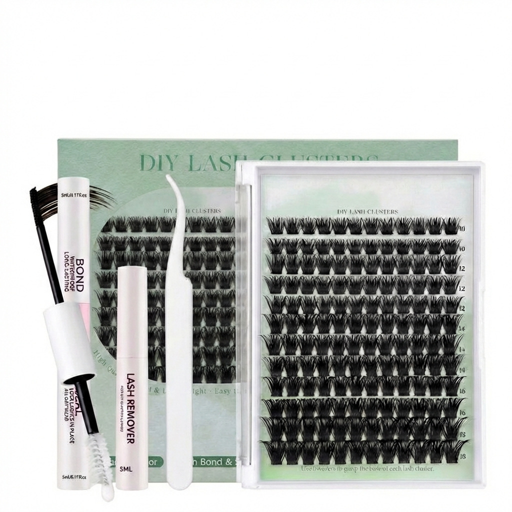 Mivlash ขนตาปลอม - สายฝอ ตาคมโต (DIY Lash Clusters Kit Voluminous Curved...)